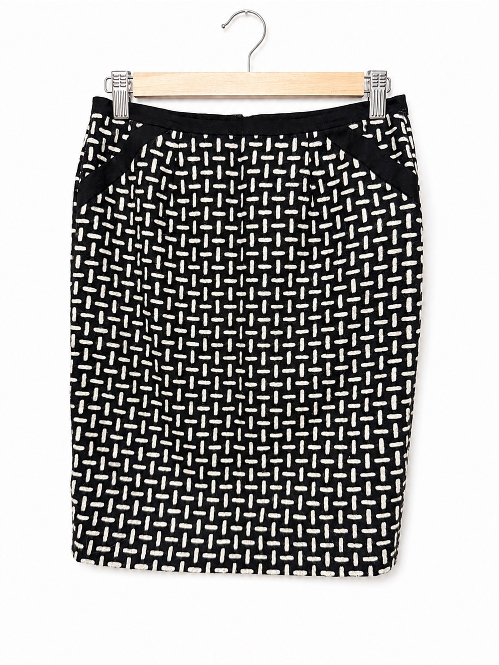 Talbots Black and Ivory Patterned Wool Skirt